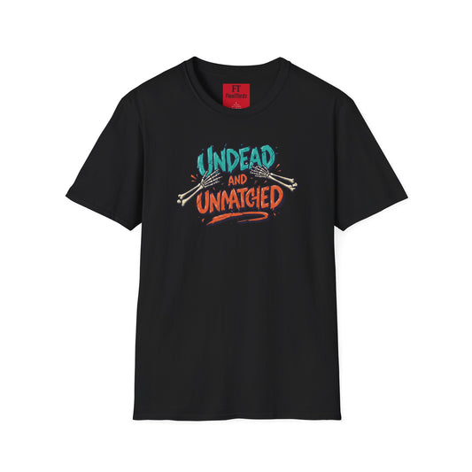 Undead and Unmatched Unisex Softstyle T-Shirt - Fun Graphic Tee for Halloween and Everyday Wear
